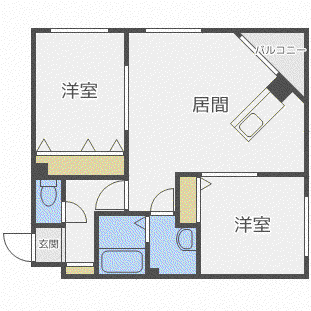 ハピネス福住(2LDK/2階)の間取り写真