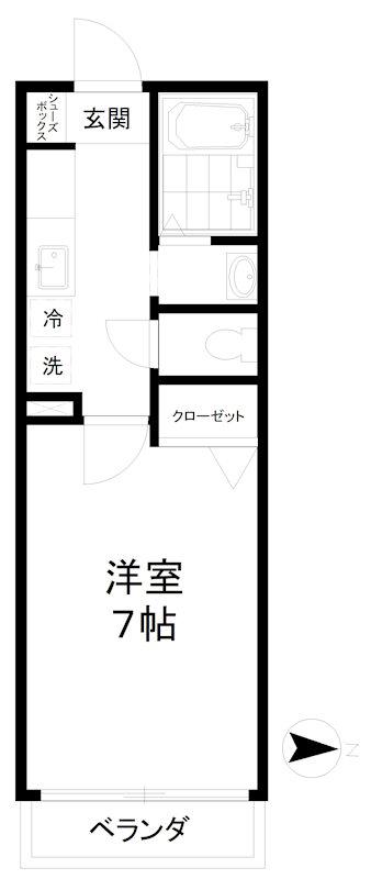 フローラ K(1K/2階)の間取り写真