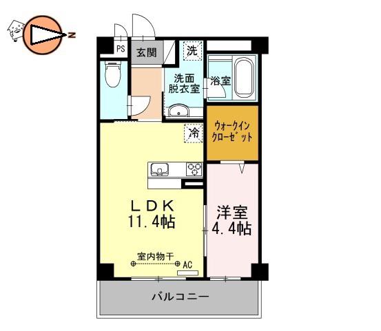 セレーナ沖浜(1LDK/2階)の間取り写真