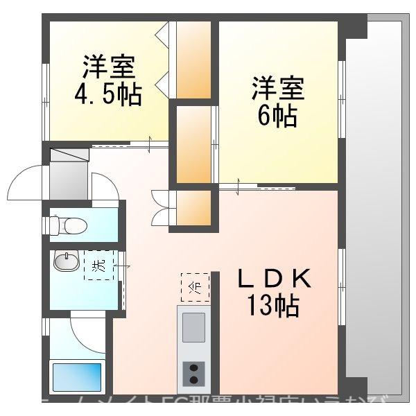 リアンケイ(2LDK/1階)の間取り写真