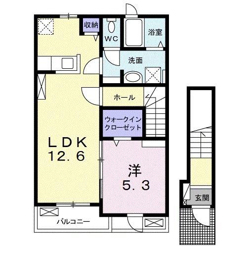 ラヴィエ(1LDK/2階)の間取り写真