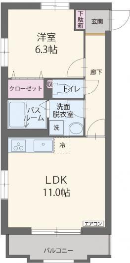 サンフィールドイースト(1LDK/2階)の間取り写真