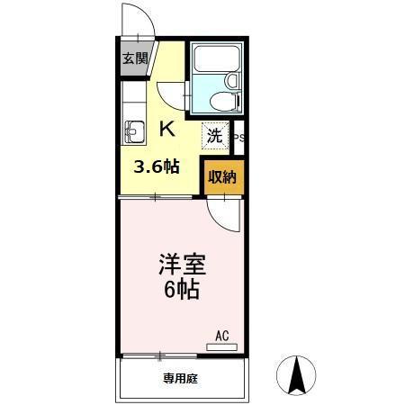 フォーヴルさくら A棟 A(1K/2階)の間取り写真