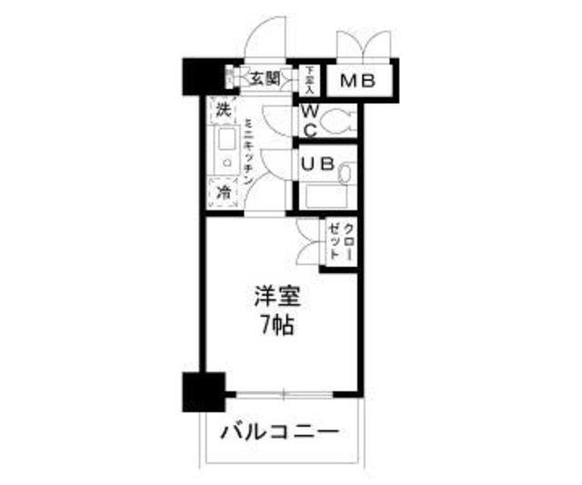 ヴァンヴェール府中(1K/6階)の間取り写真