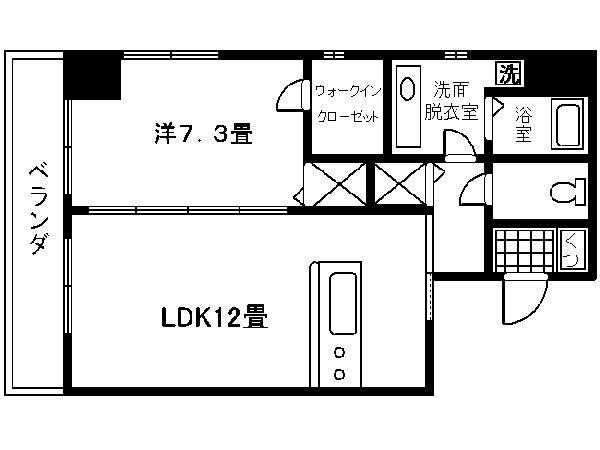 グランドゥール鴨池(1LDK/11階)の間取り写真