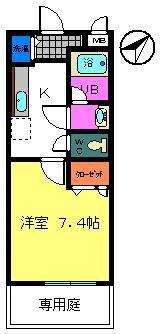 フジパレス水池(1K/1階)の間取り写真