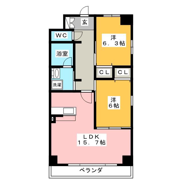 レジデンスタツミ三番館(2LDK/1階)の間取り写真