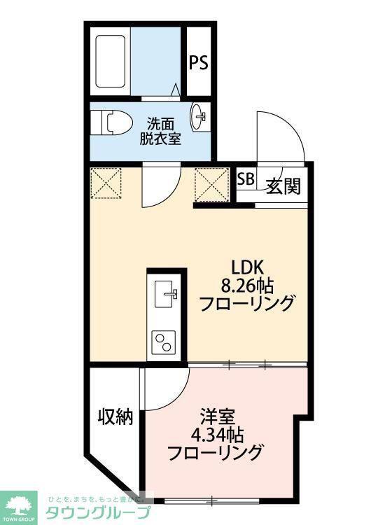 LIBO北千住(1LDK/1階)の間取り写真