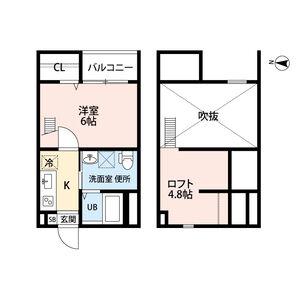 SUNFALD(1K/2階)の間取り写真