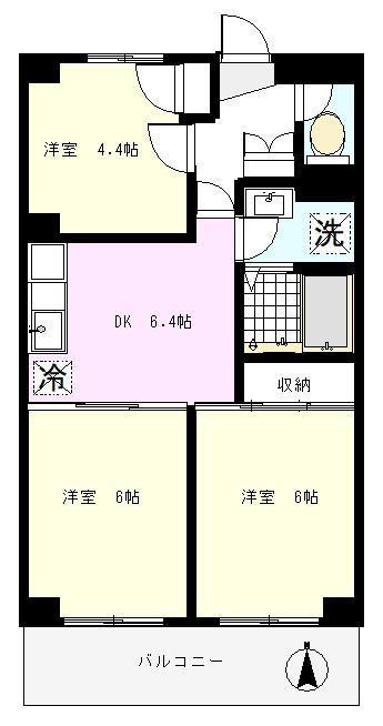 カサグランデ(3DK/2階)の間取り写真