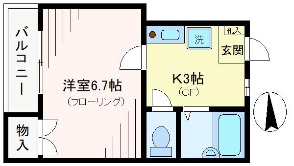 A-1502(1K/3階)の間取り写真