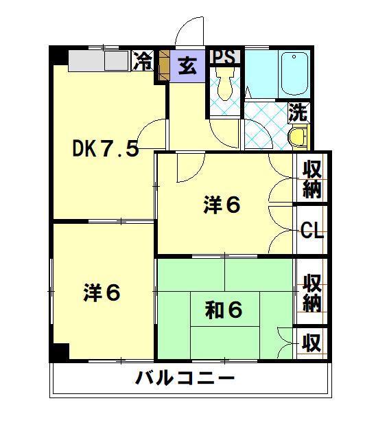 下道BLD(3DK/3階)の間取り写真