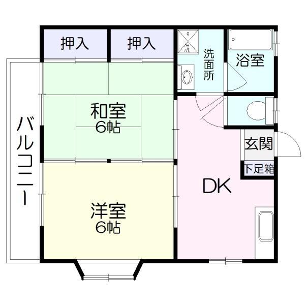 ベルサーチ弐番館(2DK/2階)の間取り写真