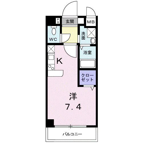アウローラ冨士(1K/2階)の間取り写真