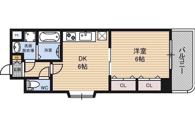 あいずわんⅡ(1DK/5階)の間取り写真
