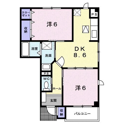 FEELS(2DK/1階)の間取り写真