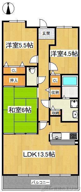 ライオンズマンション水無瀬弐番館(3LDK/9階)の間取り写真