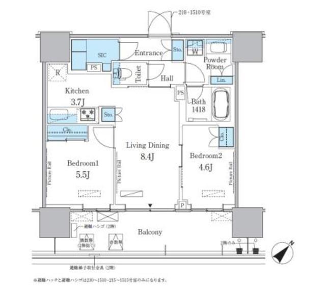 HARUMI FLAG PORT VILLAGE B棟(2LDK/4階)の間取り写真