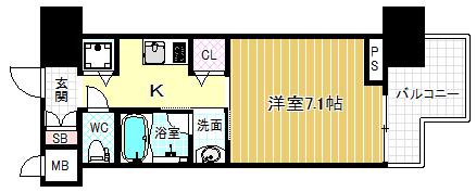 エイペックス梅田東II(1K/5階)の間取り写真