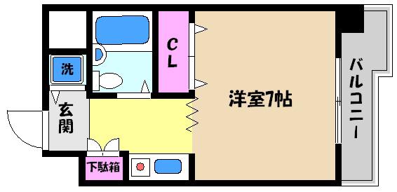 ジョイフル東灘(1K/3階)の間取り写真