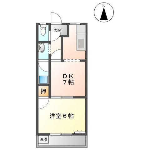 クリエイトハイム安田(1DK/2階)の間取り写真