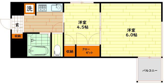 楠青山ビル別館(2K/2階)の間取り写真