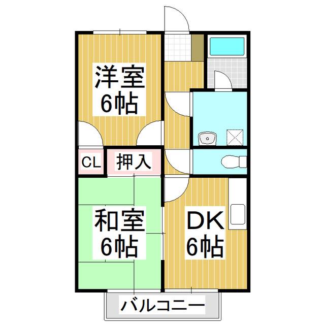 サープラス・スリーM B棟(2DK/2階)の間取り写真