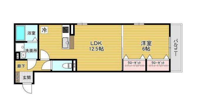 アビタシオン広瀬瑞鳳(1LDK/1階)の間取り写真