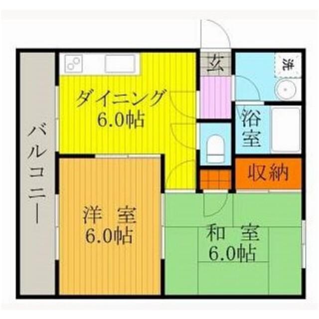 シャトーソフィア(2DK/2階)の間取り写真