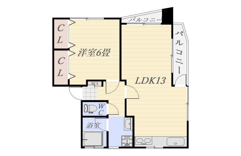 中洲上園ビル(1LDK/2階)の間取り写真