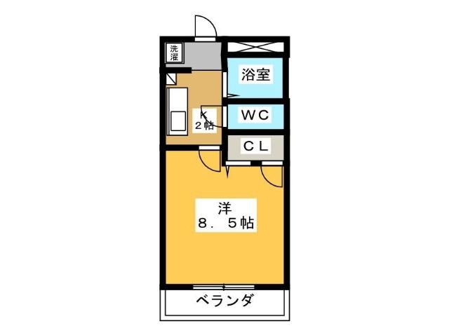 マルベリーフィルドB(1K/1階)の間取り写真