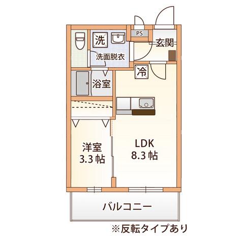 ユーグランスコート高田(1LDK/2階)の間取り写真