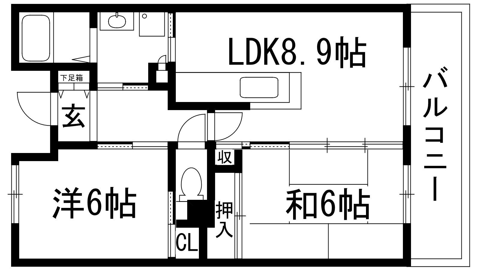 グリーンヒルズ仁川6号棟(2LDK/1階)の間取り写真