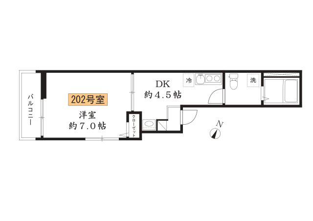 MELDIA清瀬(1DK/2階)の間取り写真
