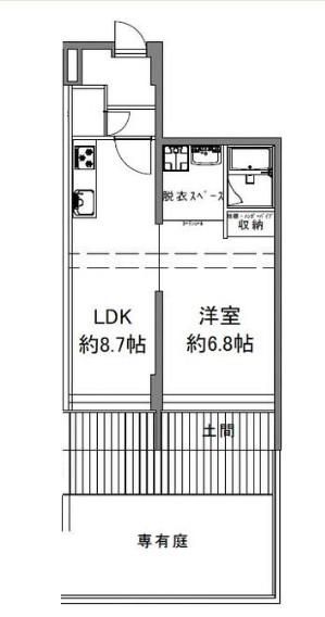 マンションニュー高輪(1LDK/1階)の間取り写真