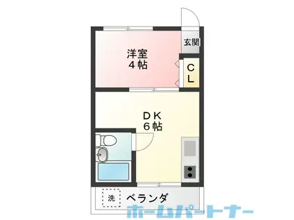 吉成マンションW(1DK/1階)の間取り写真