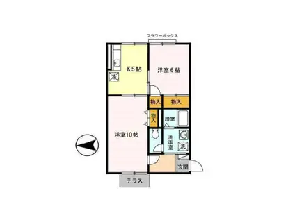 メモリー三千刈A(2K/1階)の間取り写真