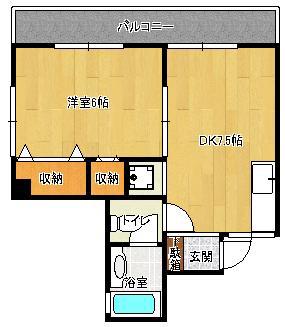 瑞穂ハイツ(1DK/2階)の間取り写真