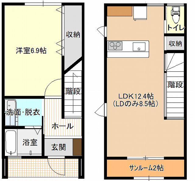 エルウッド21 C棟(1LDK/1階)の間取り写真