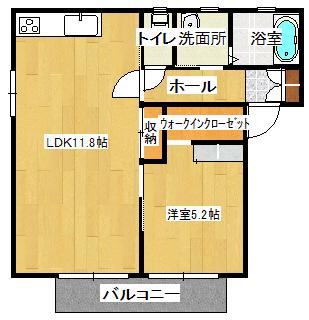 ラピスII(1LDK/2階)の間取り写真