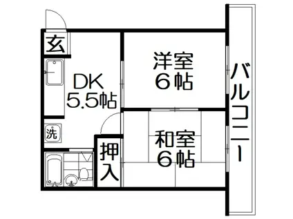 香里ロイヤルプラザ(2DK/6階)の間取り写真