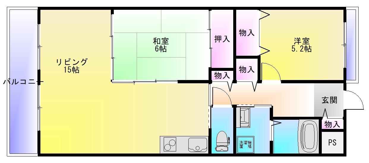 フローラ青山(2LDK/2階)の間取り写真
