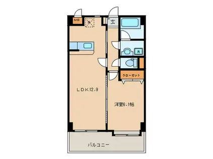 カノン横浜(1LDK/2階)の間取り写真