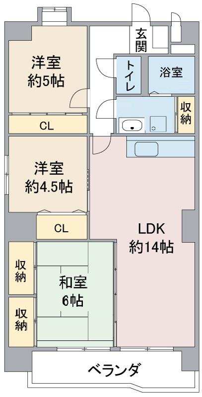 レジデンス栄光(3LDK/5階)の間取り写真