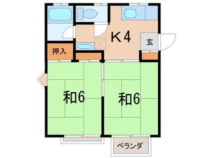 ニューセンチュリーB(2K/2階)の間取り写真