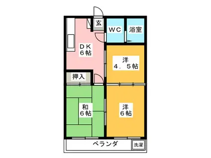 渡辺ハイツ(3DK/2階)の間取り写真