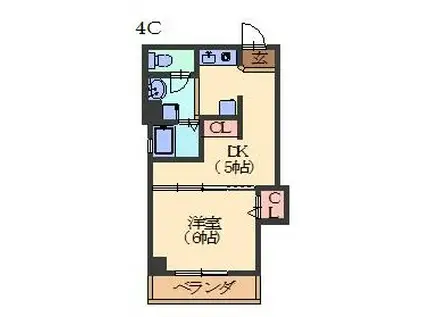 覚王山アネクス(ワンルーム/4階)の間取り写真