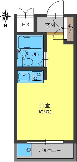 ダイドーメゾン芦屋(ワンルーム/2階)の間取り写真
