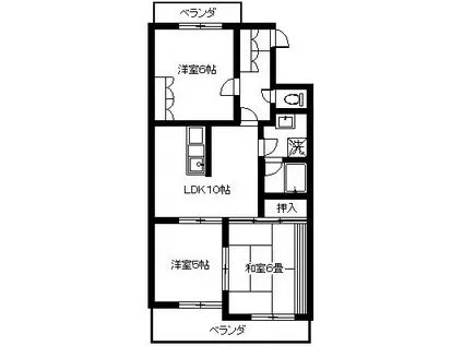 コンフォールU(3LDK/3階)の間取り写真