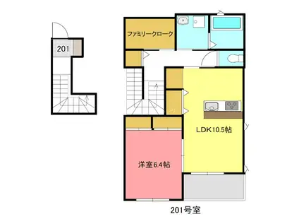 ピネージュ(1LDK/2階)の間取り写真
